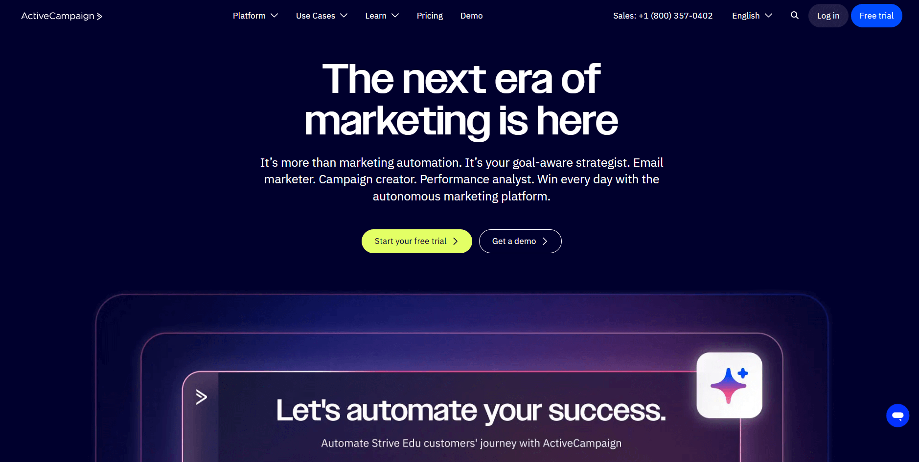 ActiveCampaign homepage