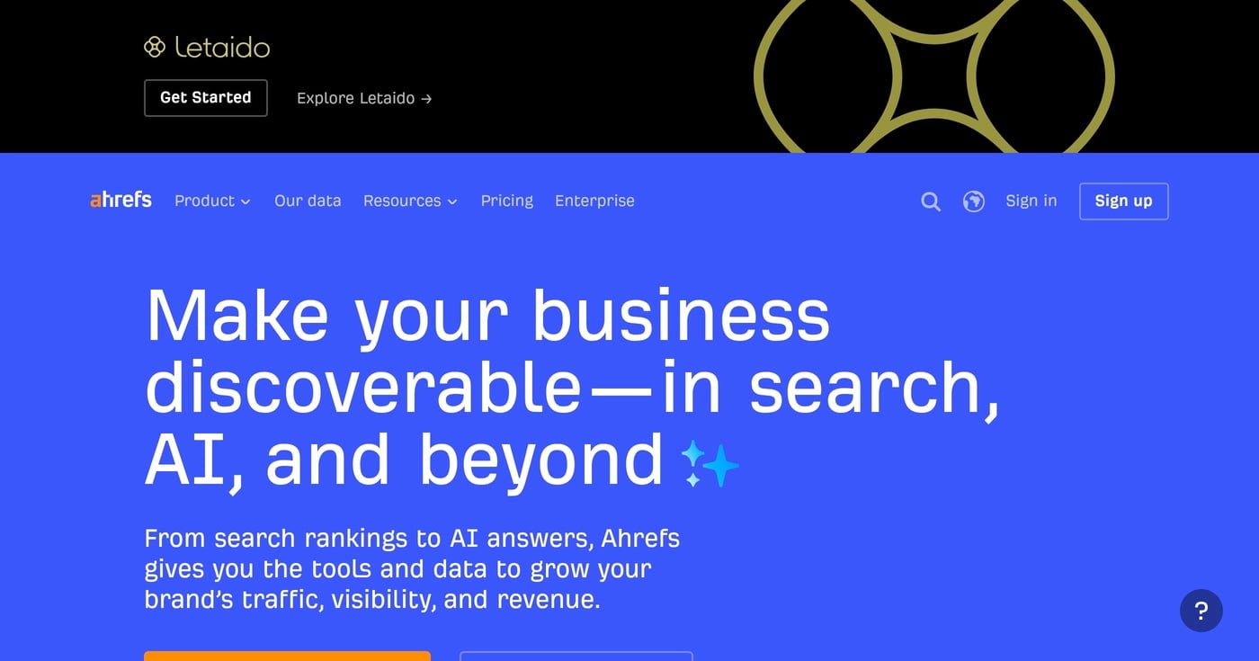 Ahrefs homepage — Make your business discoverable in search, AI, and beyond