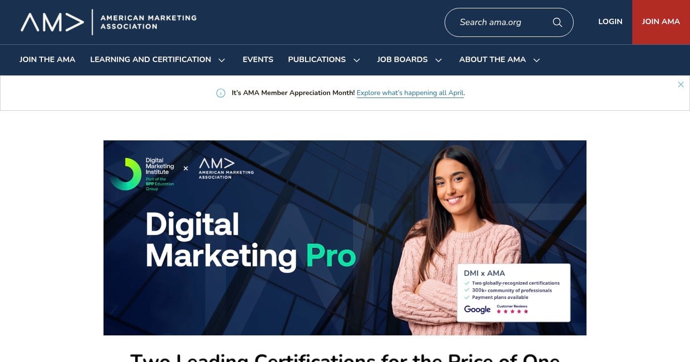 AMA Digital Marketing Certification and DMI dual certificate program