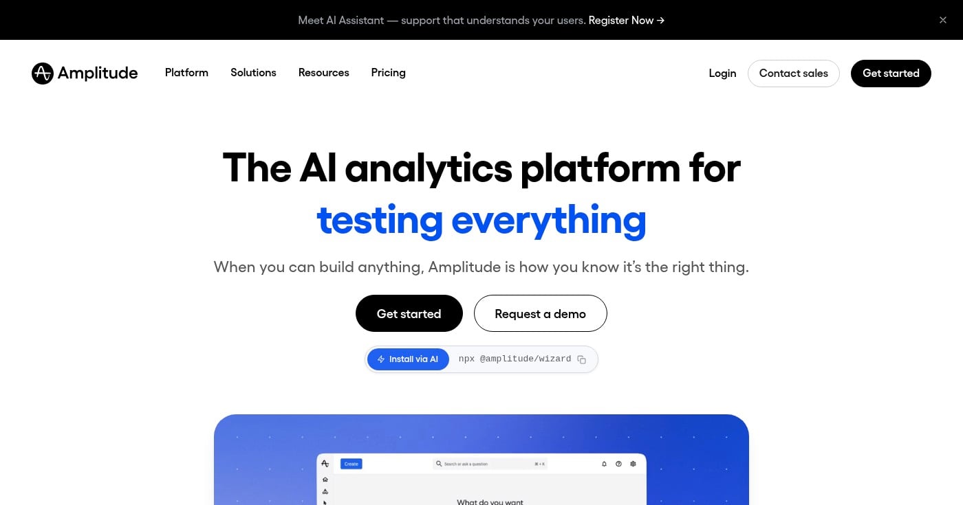 Amplitude analytics homepage