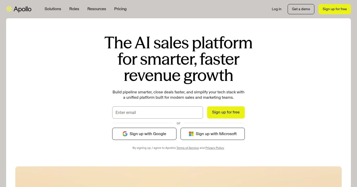 Apollo.io homepage screenshot