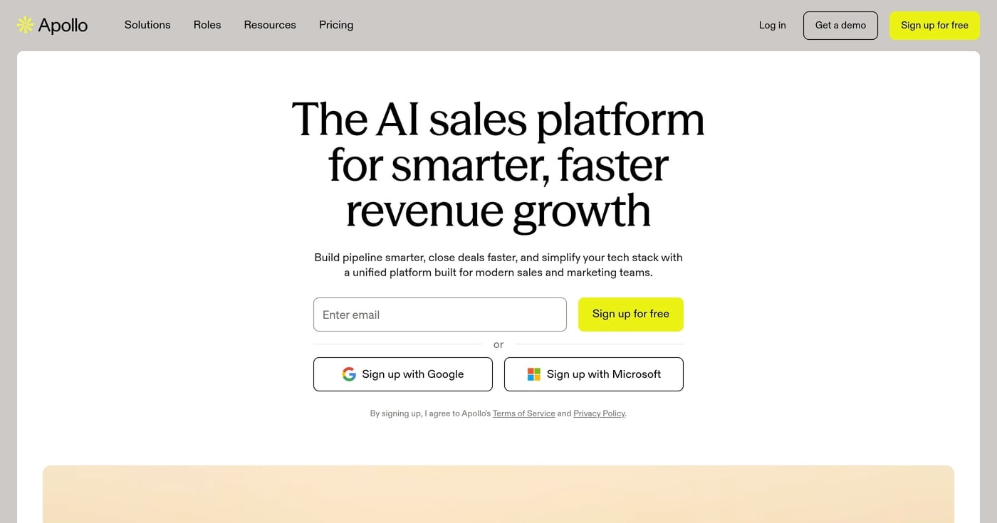 Apollo.io homepage