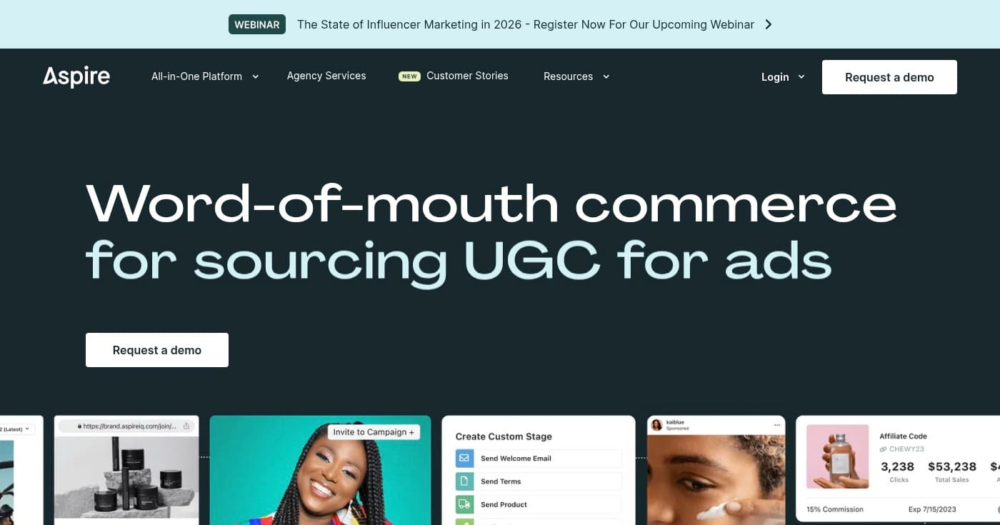 Screenshot of Aspire homepage