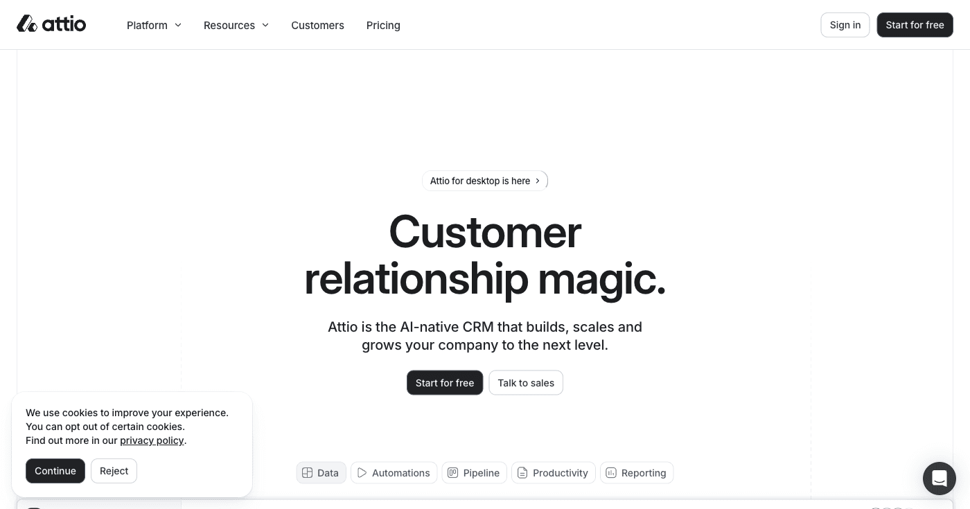 Attio modern CRM platform featuring AI-powered relationship mapping, data enrichment, and network analysis tools for startup founders
