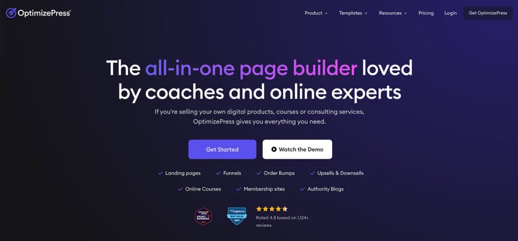 OptimizePress homepage, June 2025