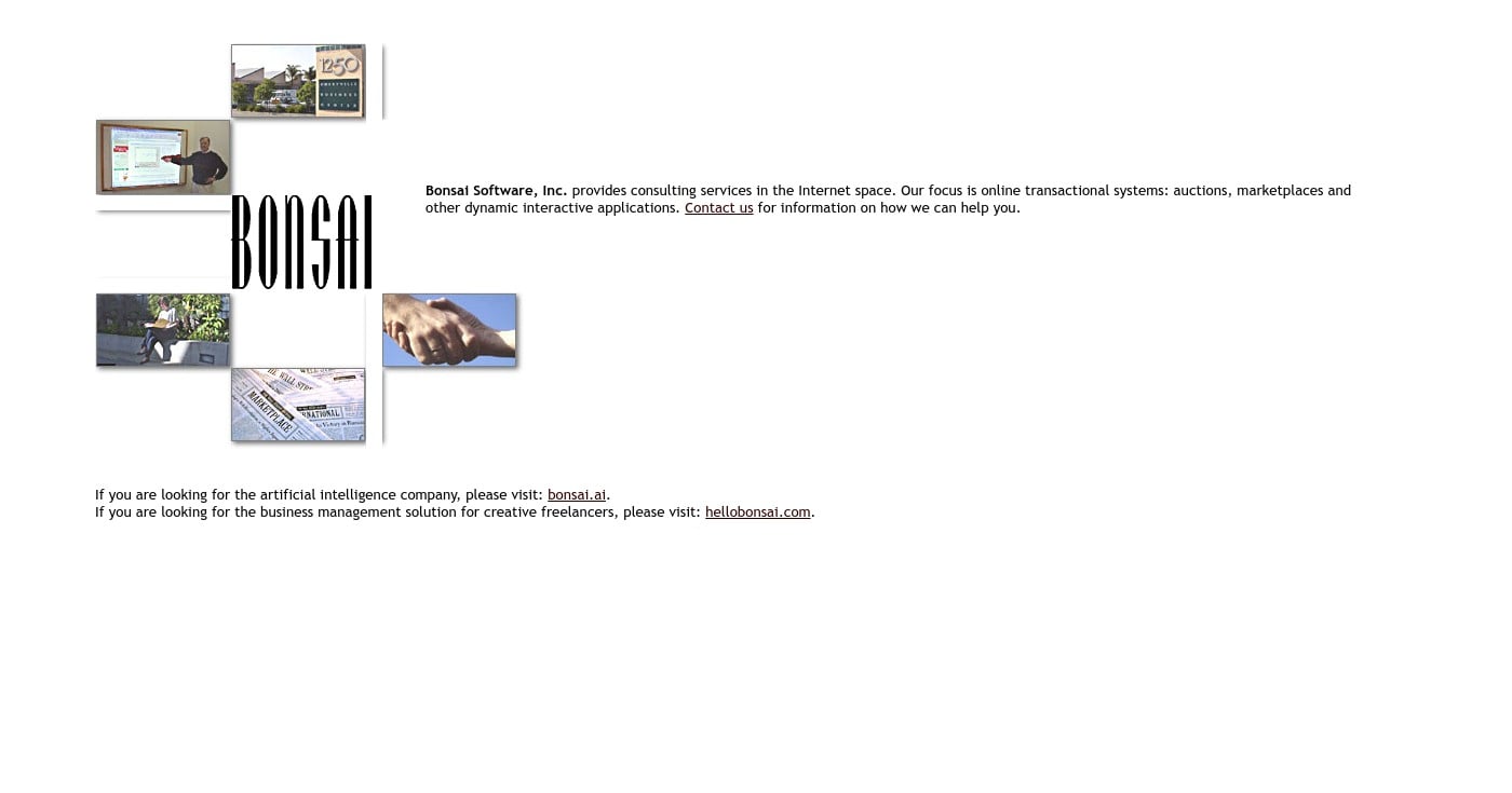 Screenshot of Bonsai Agency Software homepage