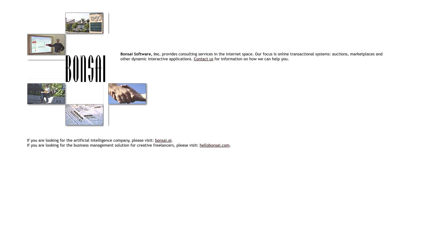 Screenshot of Bonsai Agency Software homepage
