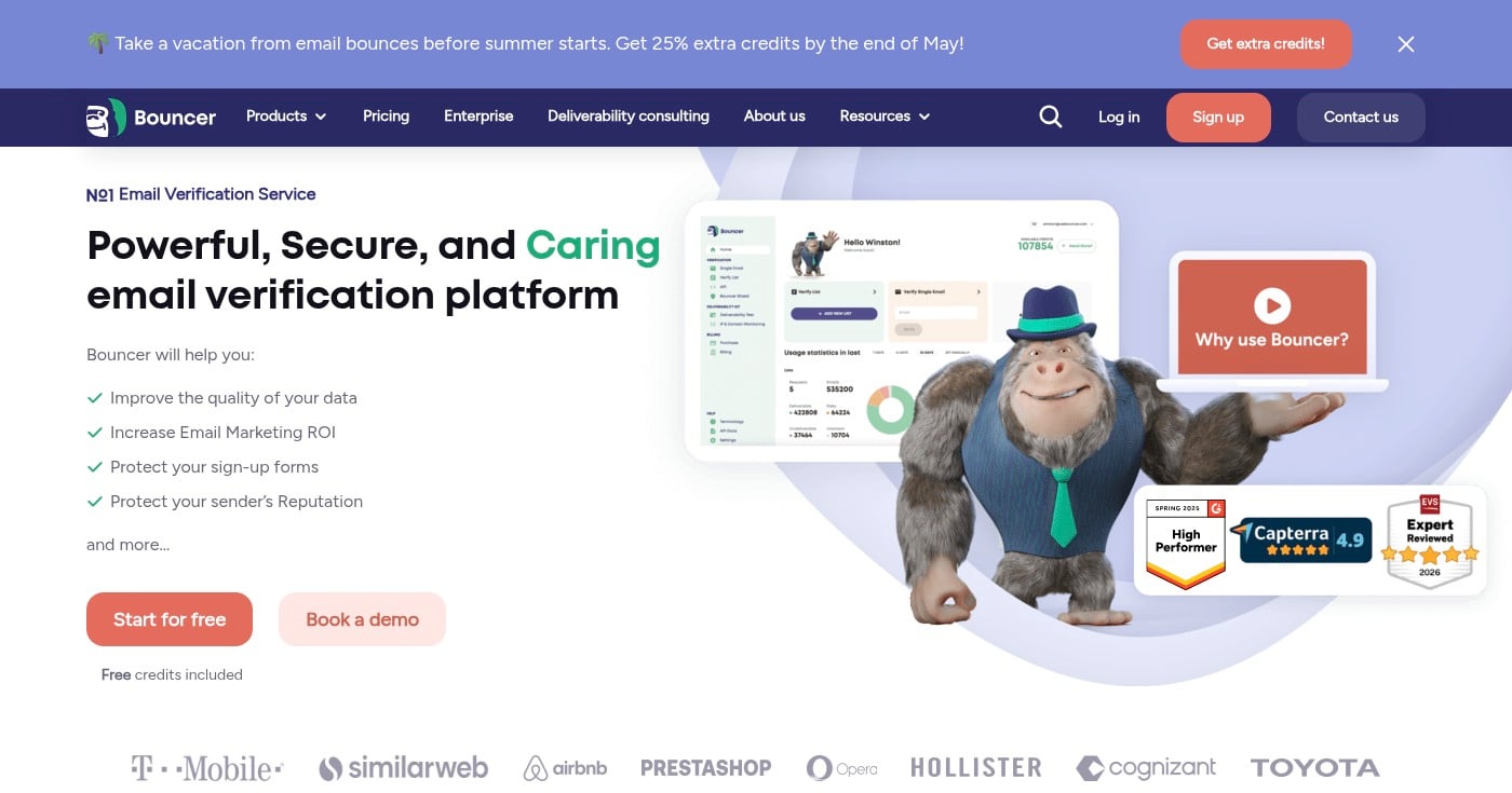 Bouncer email verification tool homepage