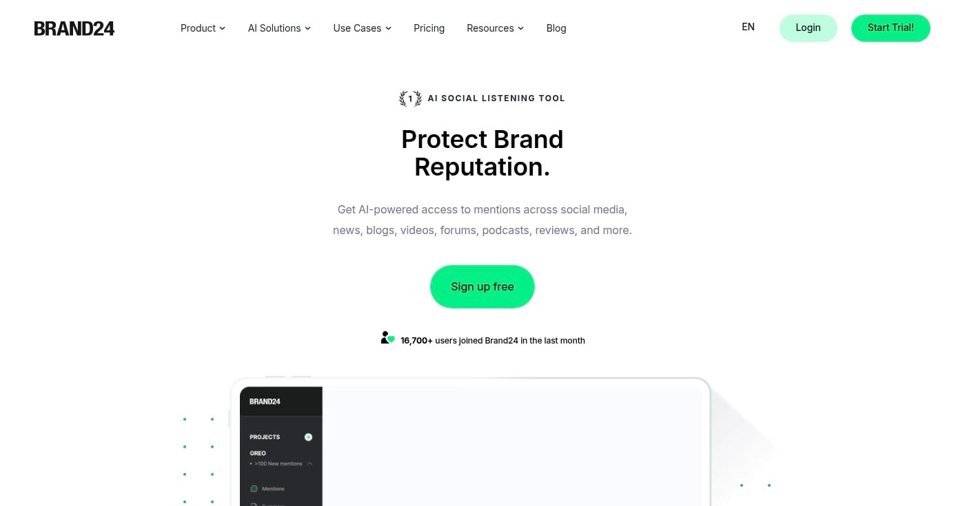 Brand24 social listening dashboard screenshot