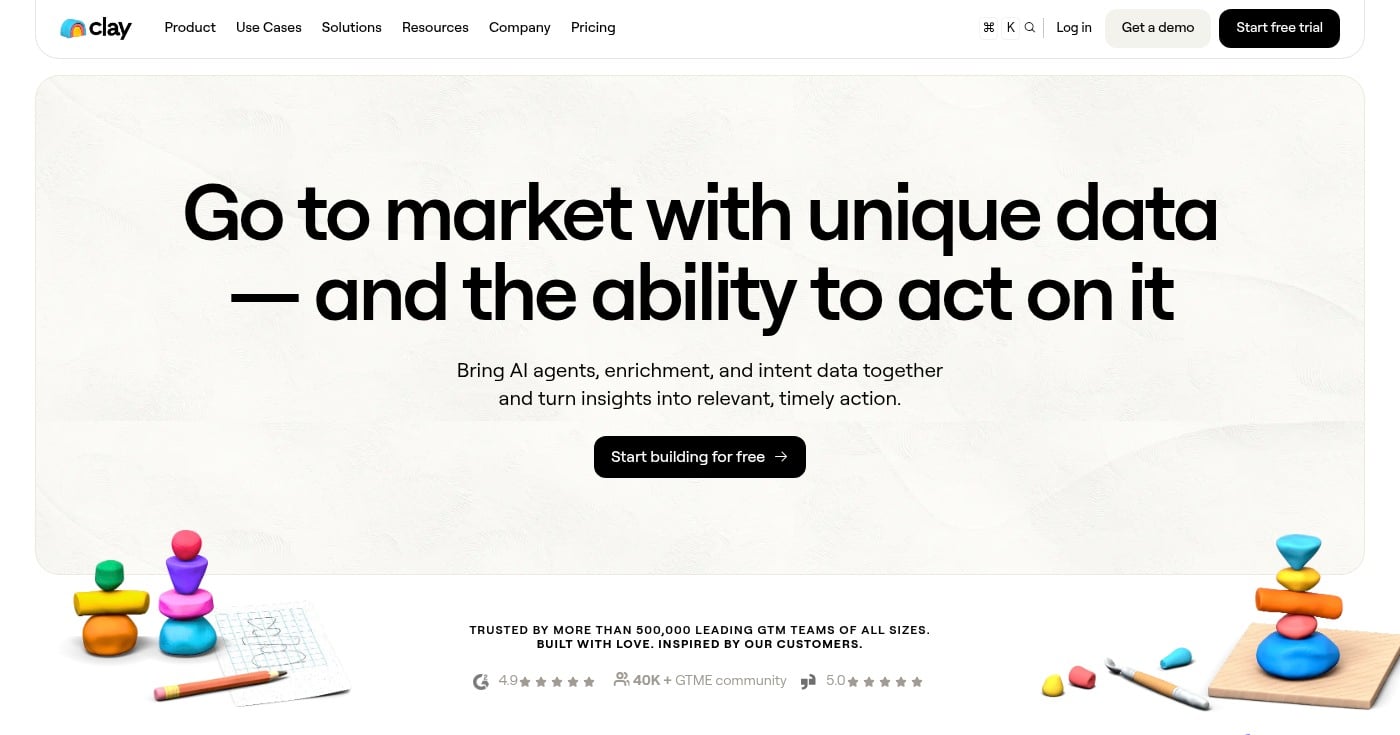 Clay homepage screenshot