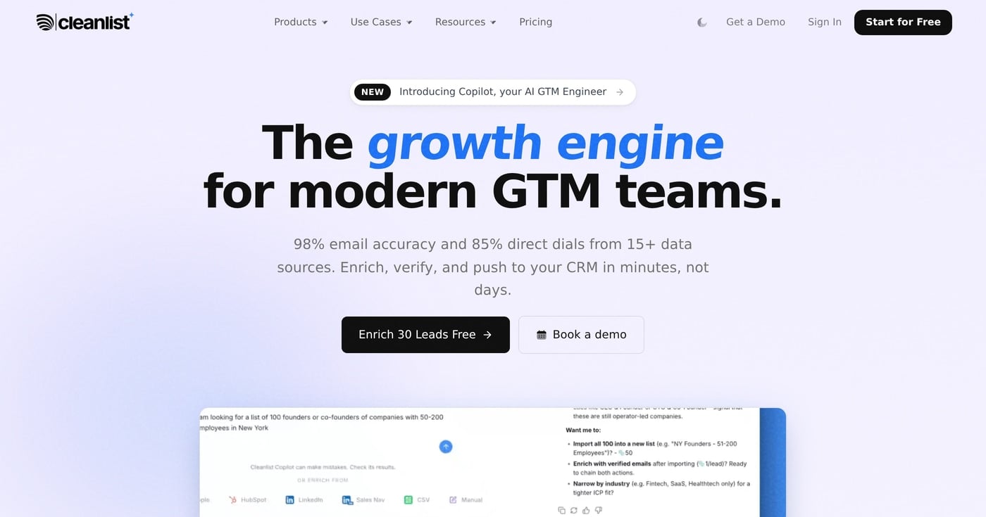 Cleanlist homepage