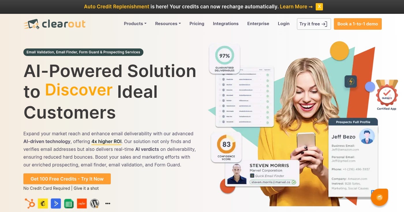 Clearout email verification tool homepage