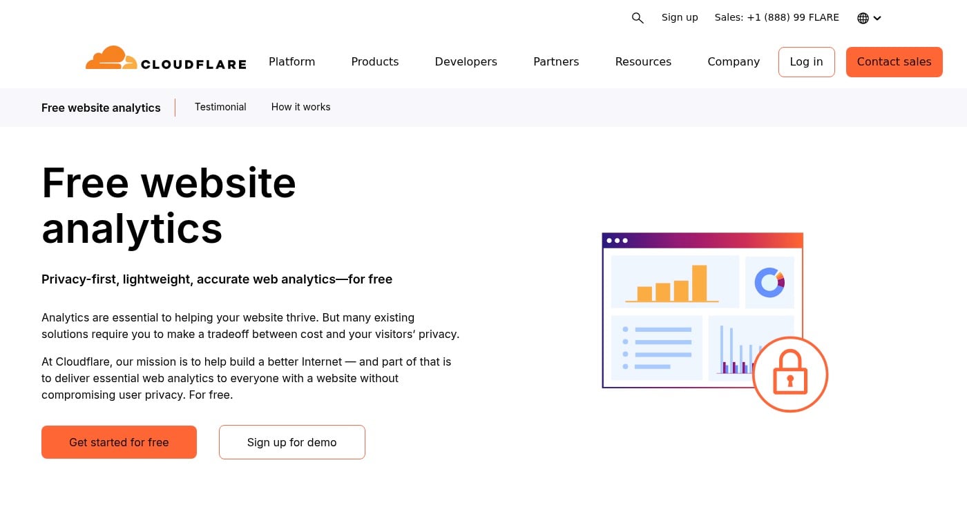 Cloudflare Web Analytics homepage