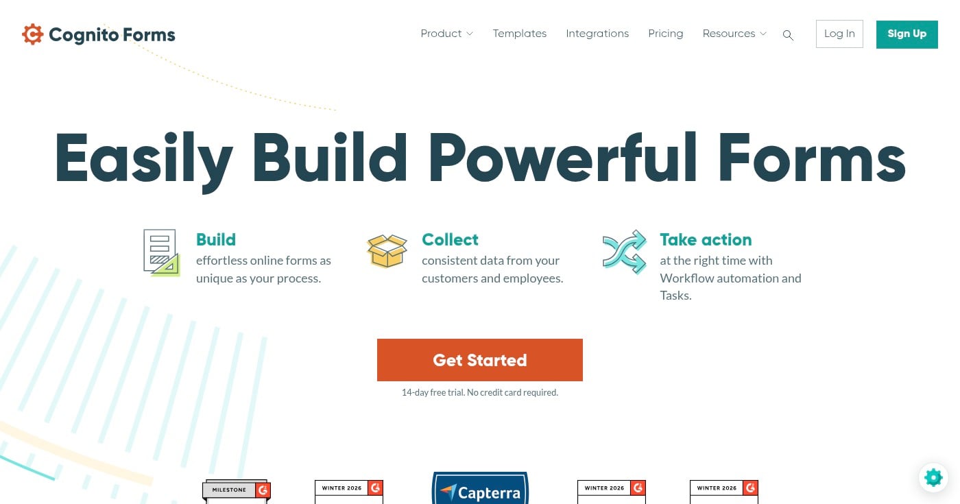 Cognito Forms homepage screenshot
