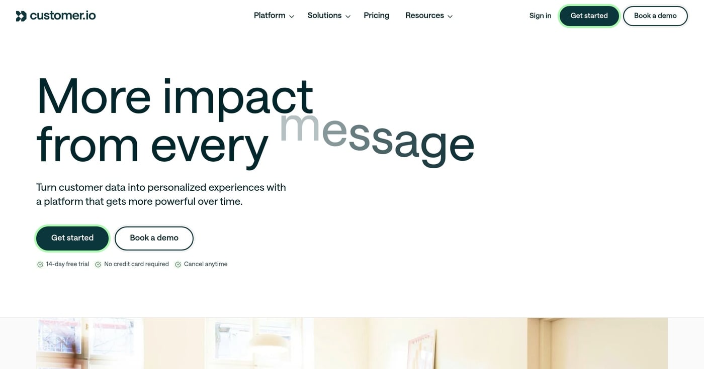 Customer.io homepage