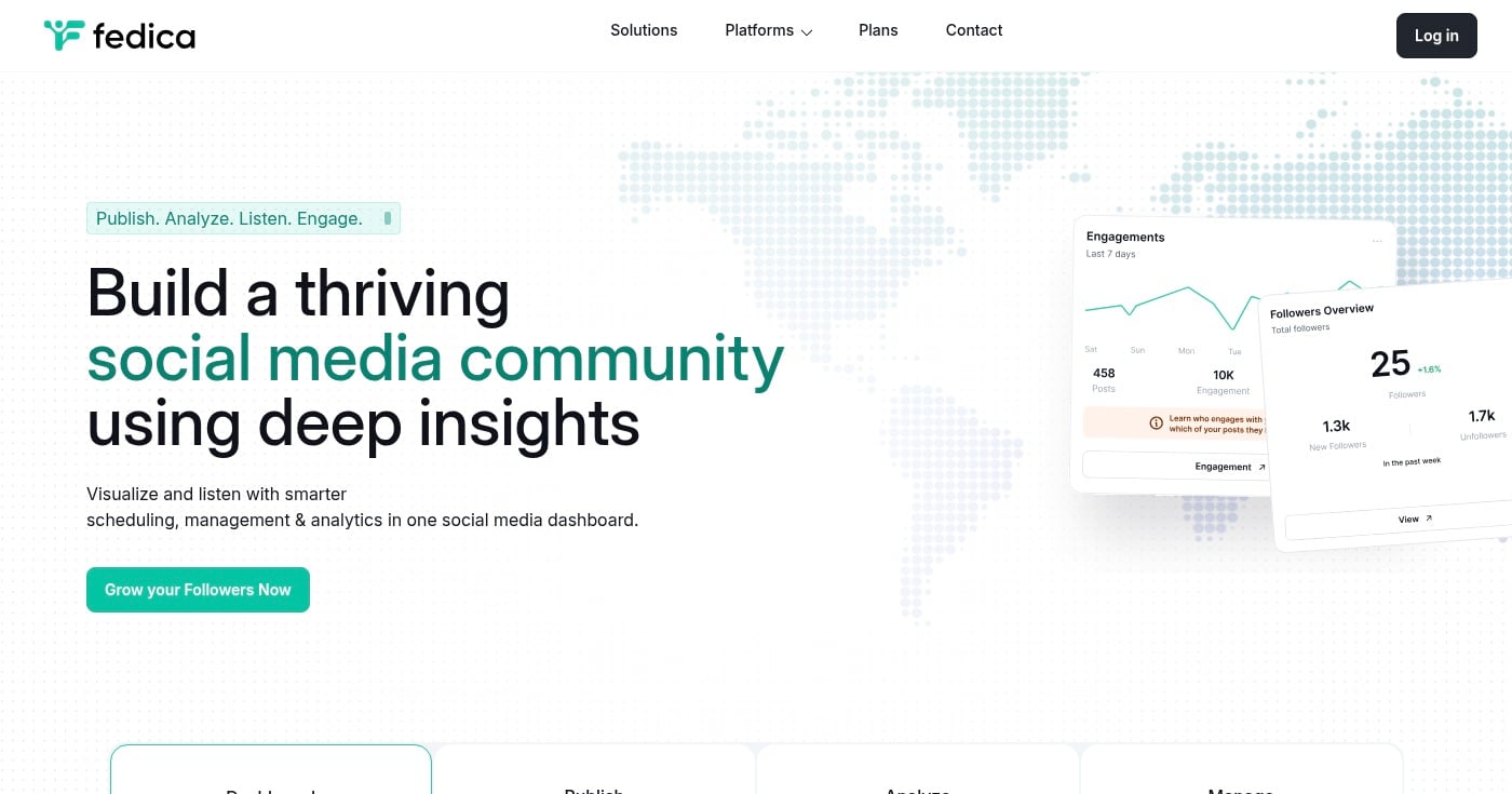 Screenshot of Fedica homepage