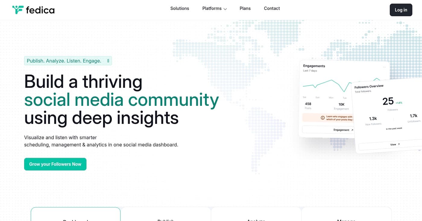 Screenshot of Fedica homepage