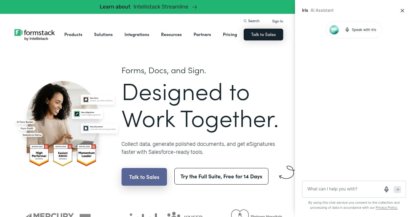 Formstack homepage screenshot