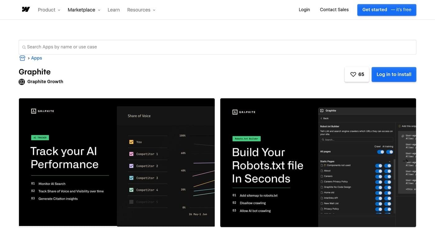 Graphite screenshot homepage