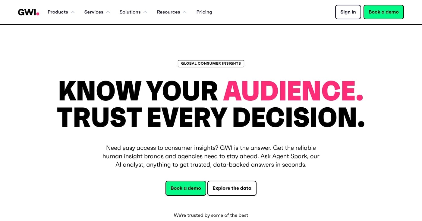 GWI consumer audience intelligence platform homepage