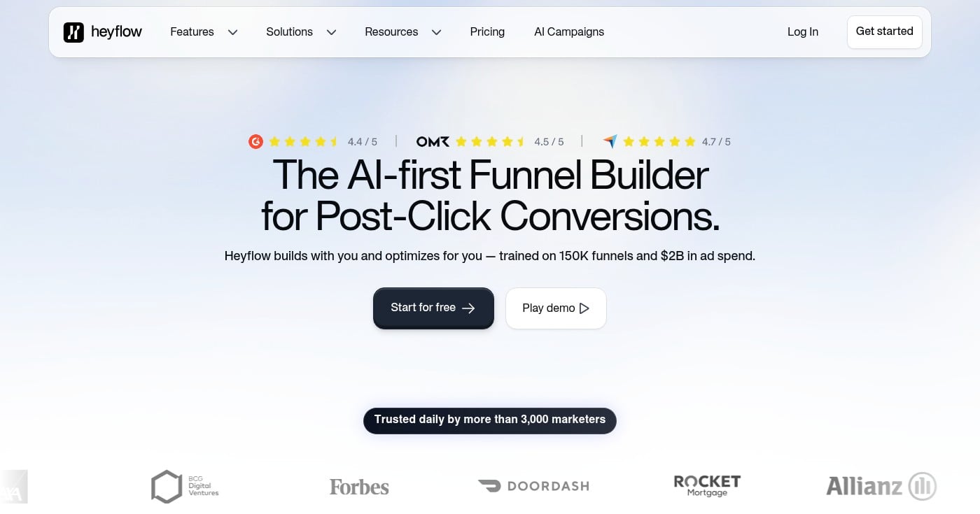 Heyflow homepage screenshot