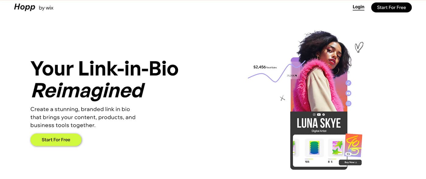 hopp by wix homepage