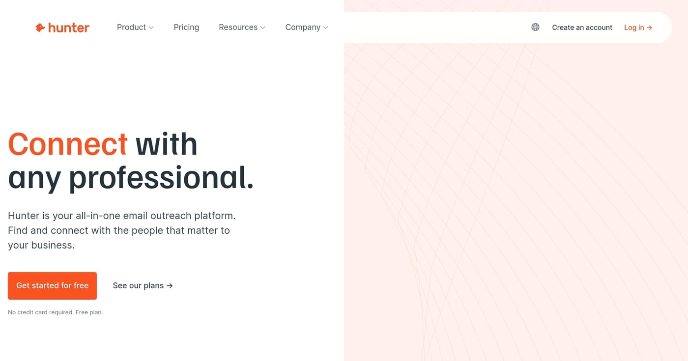 Hunter.io homepage