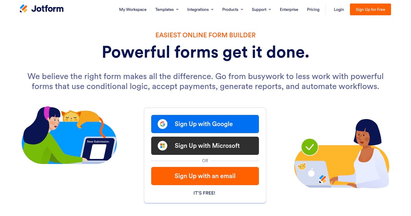 Jotform homepage screenshot