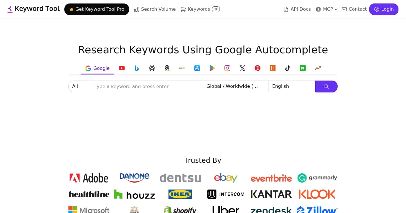 Keyword Tool IO long-tail keyword research tool homepage