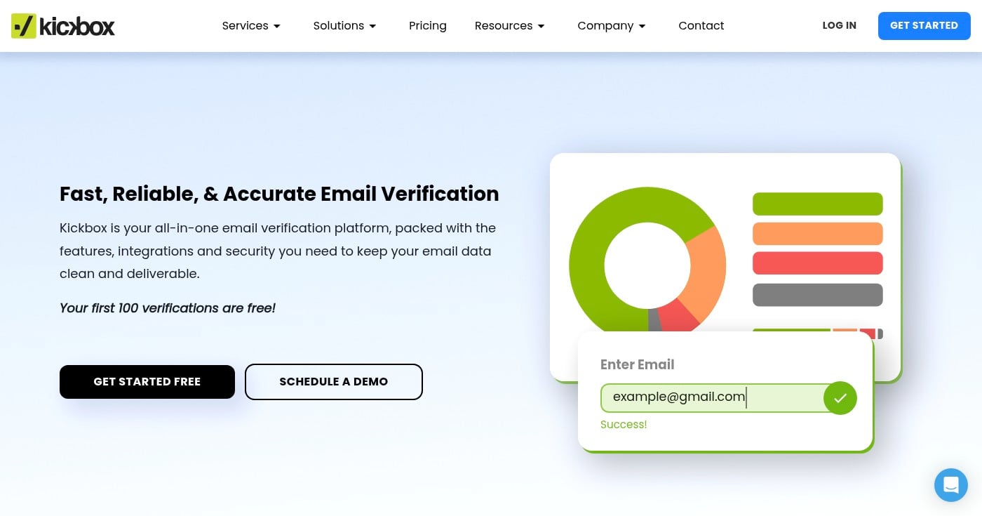 Kickbox email verification tool homepage