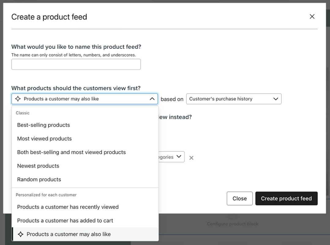 klaviyo create a product feed