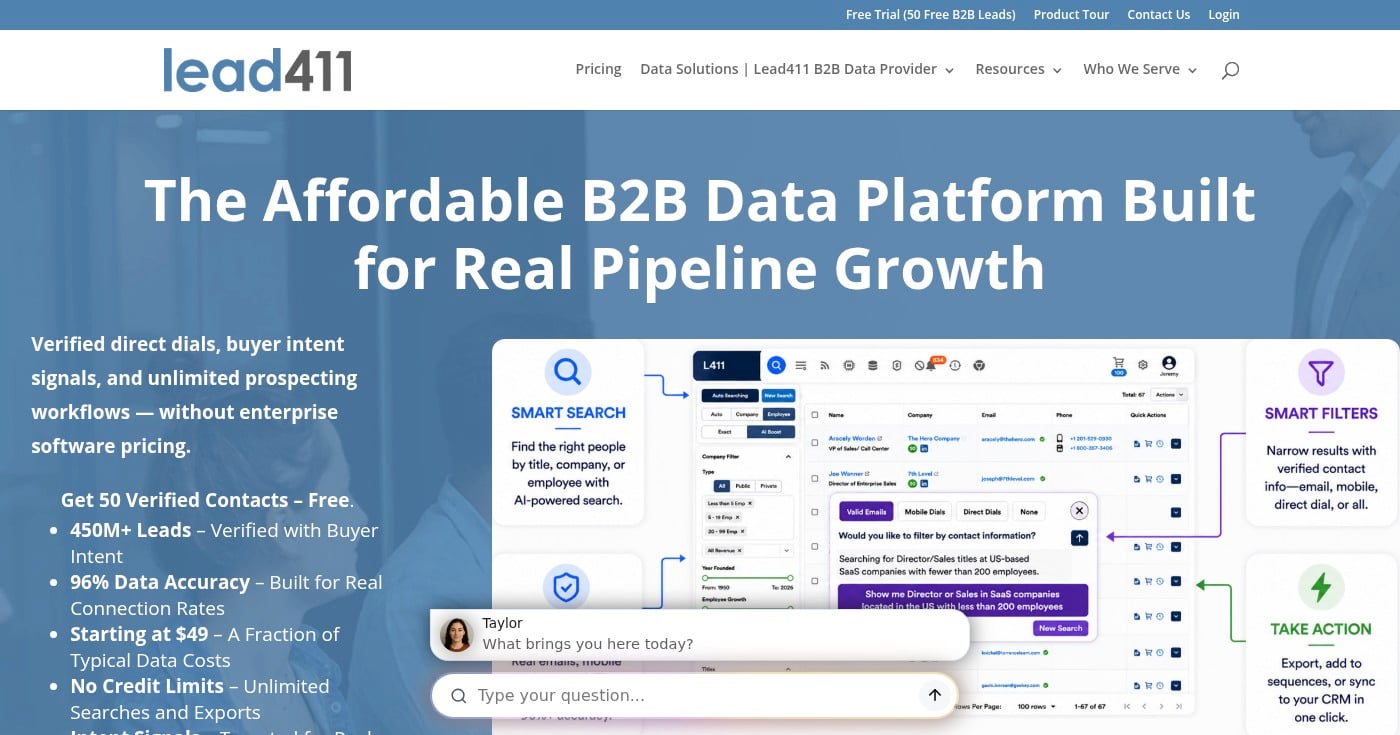 Lead411 homepage screenshot