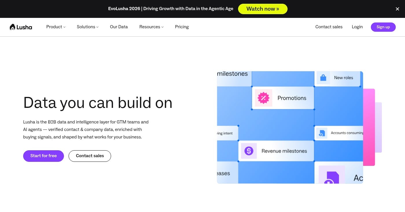 Lusha homepage screenshot