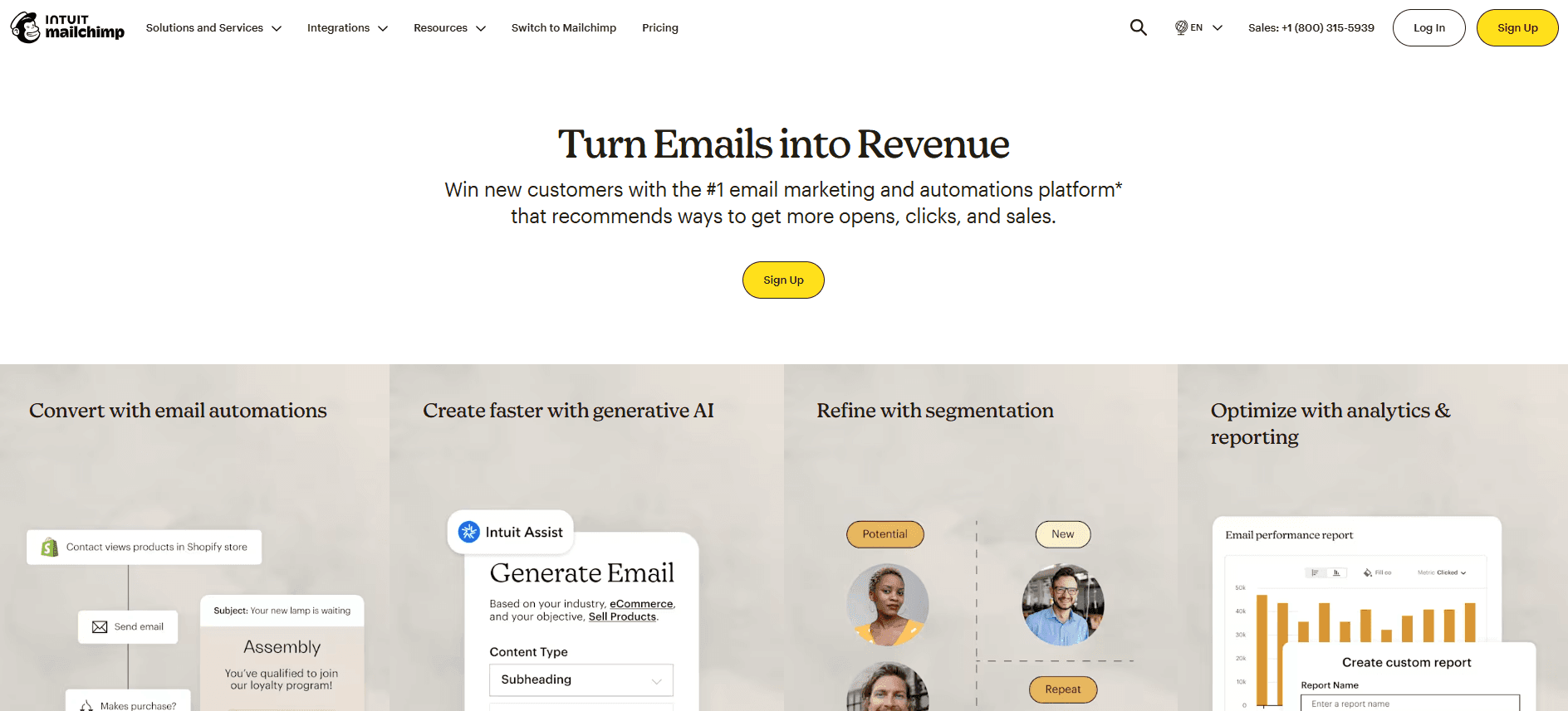 Mailchimp homepage