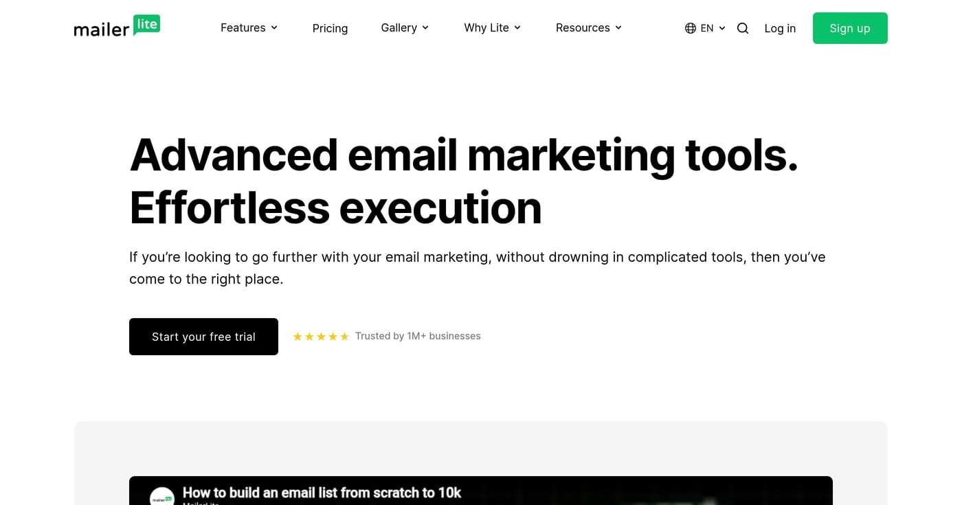 MailerLite homepage