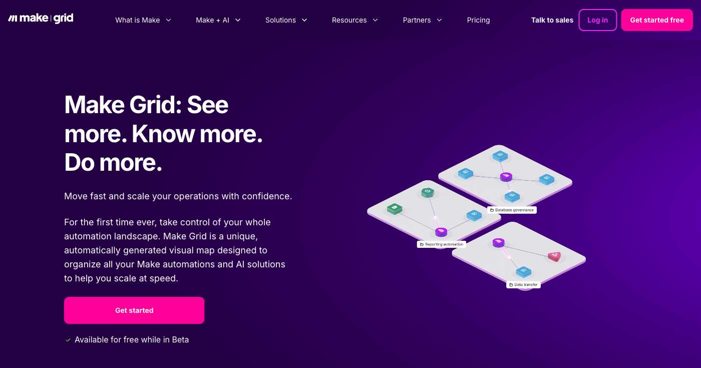 Make Grid Homepage - Visual Automation Mapping Platform