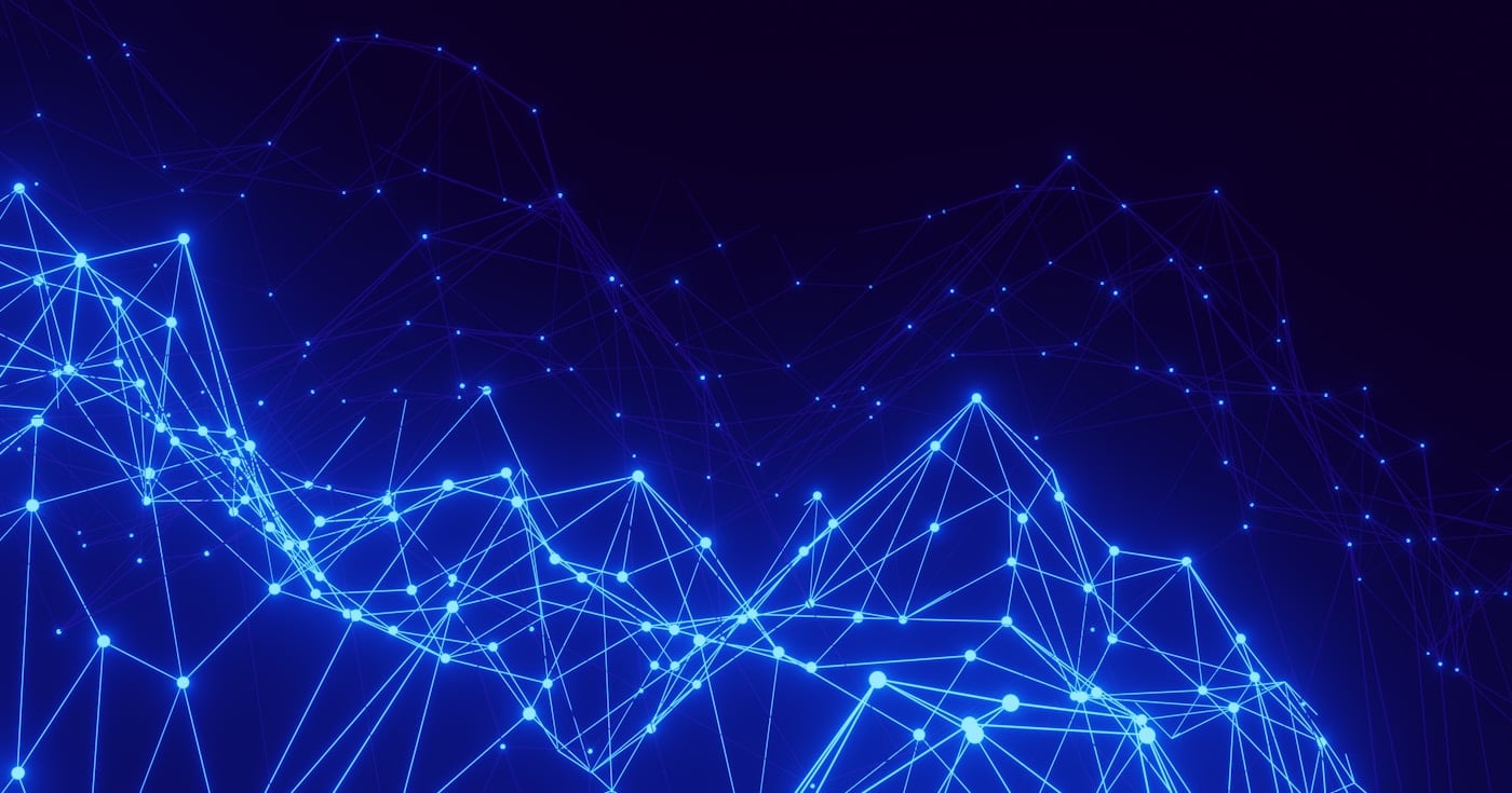 Abstract network node visualization representing Mastodon's decentralized social network