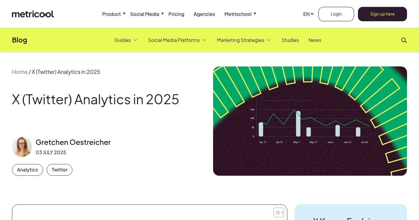 Screenshot of Metricool homepage
