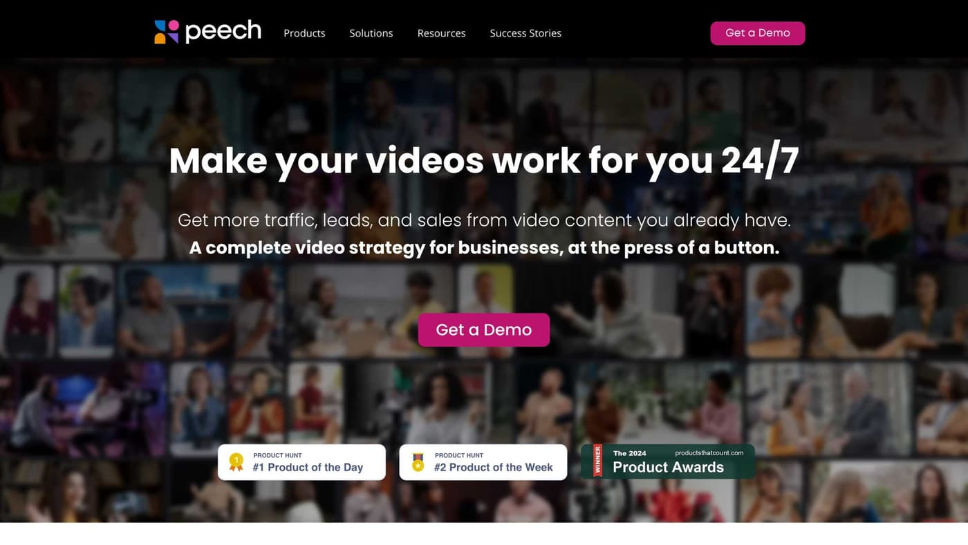 Peech AI platform showing automated content repurposing and multi-format video generation capabilities