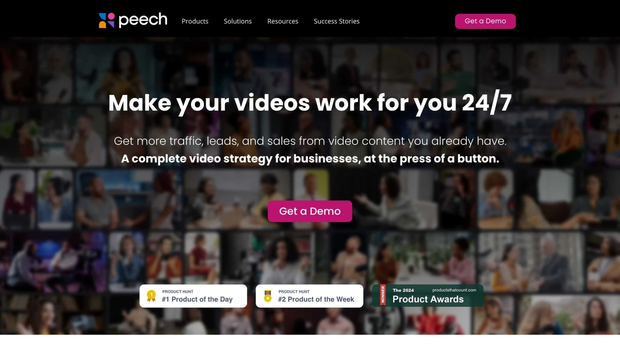 Peech AI platform showing automated content repurposing and multi-format video generation capabilities