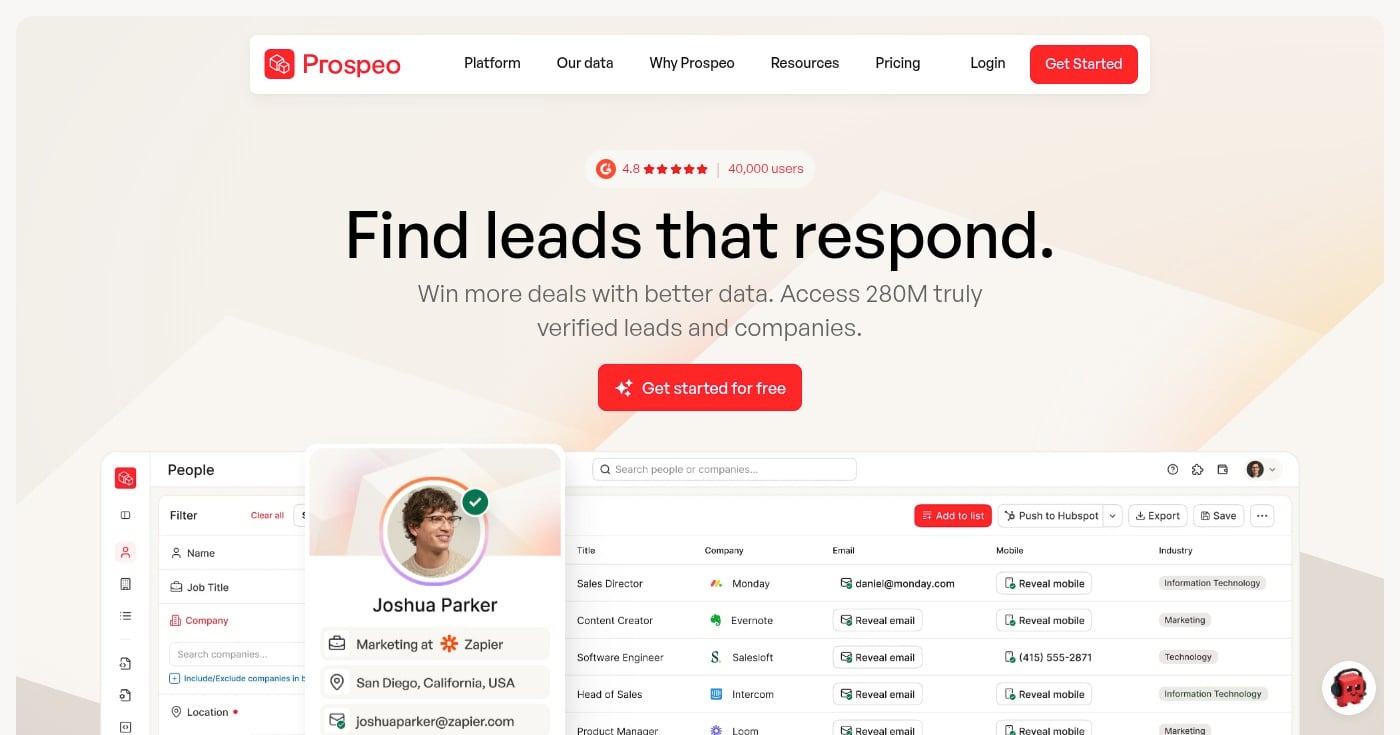 Prospeo homepage screenshot