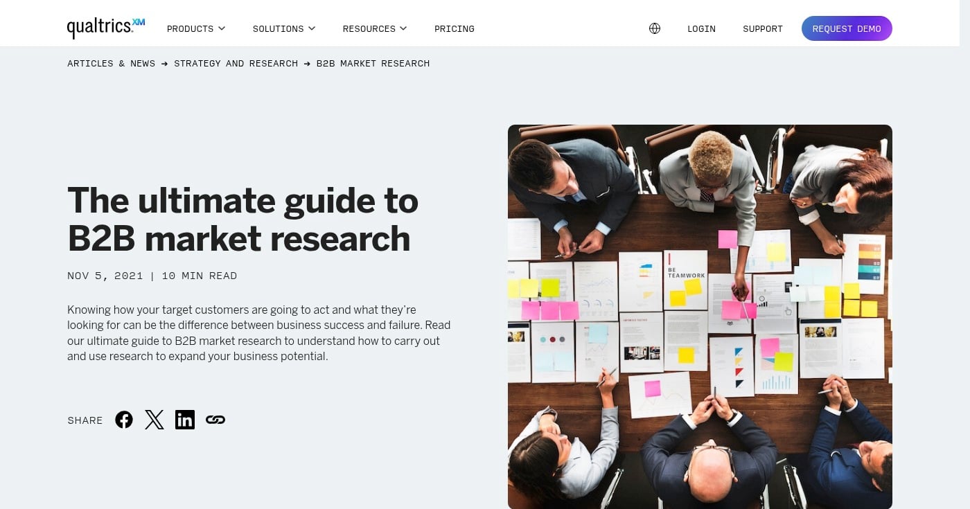 Screenshot of Qualtrics homepage