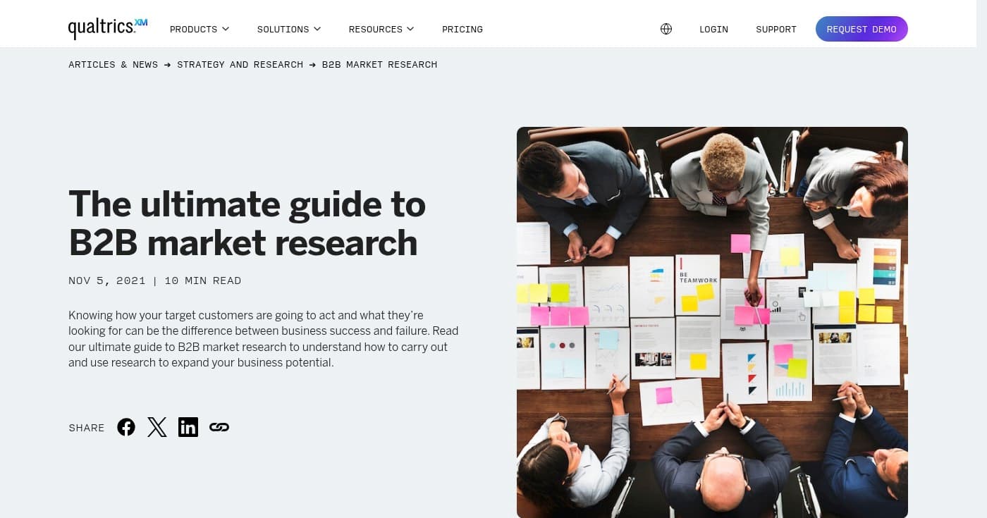 Screenshot of Qualtrics homepage
