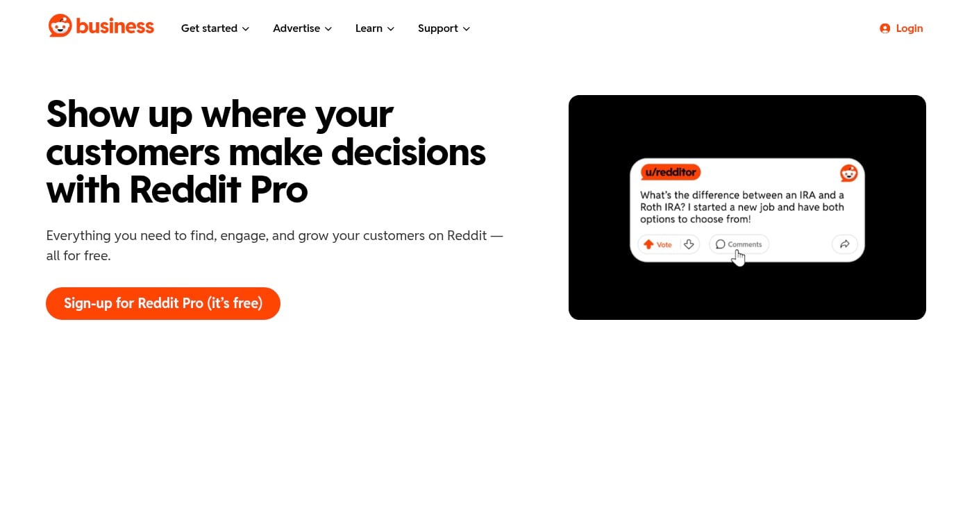 Reddit Pro social listening dashboard