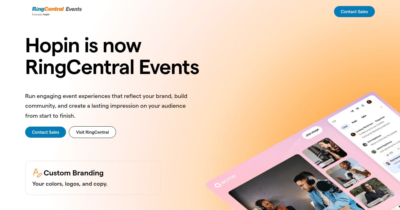 RingCentral Events virtual event platform homepage
