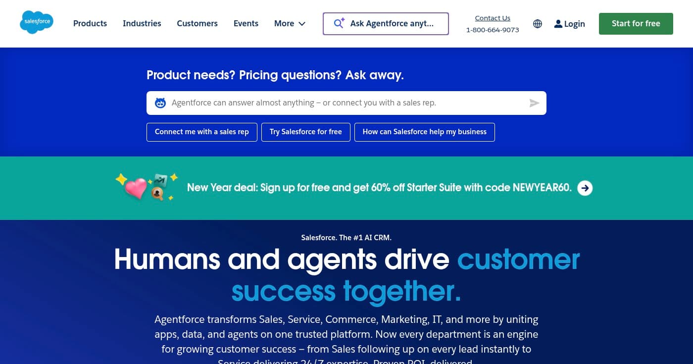 Screenshot of Salesforce homepage
