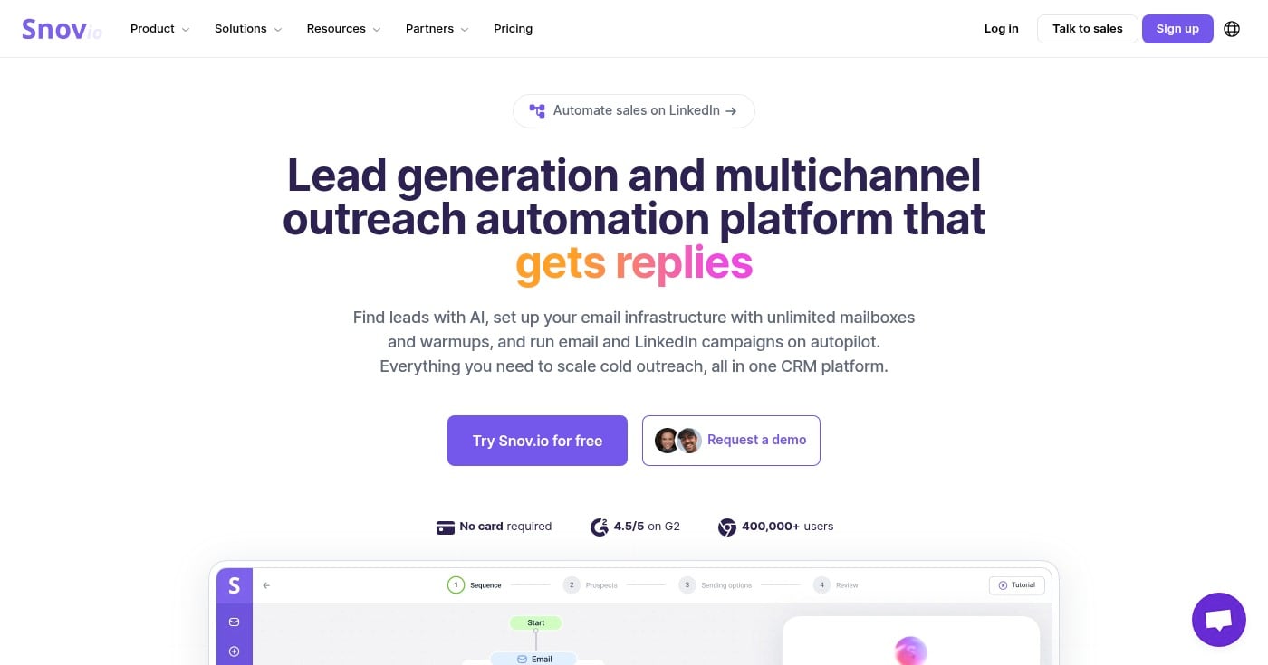 Snov.io email finder and verifier tool homepage