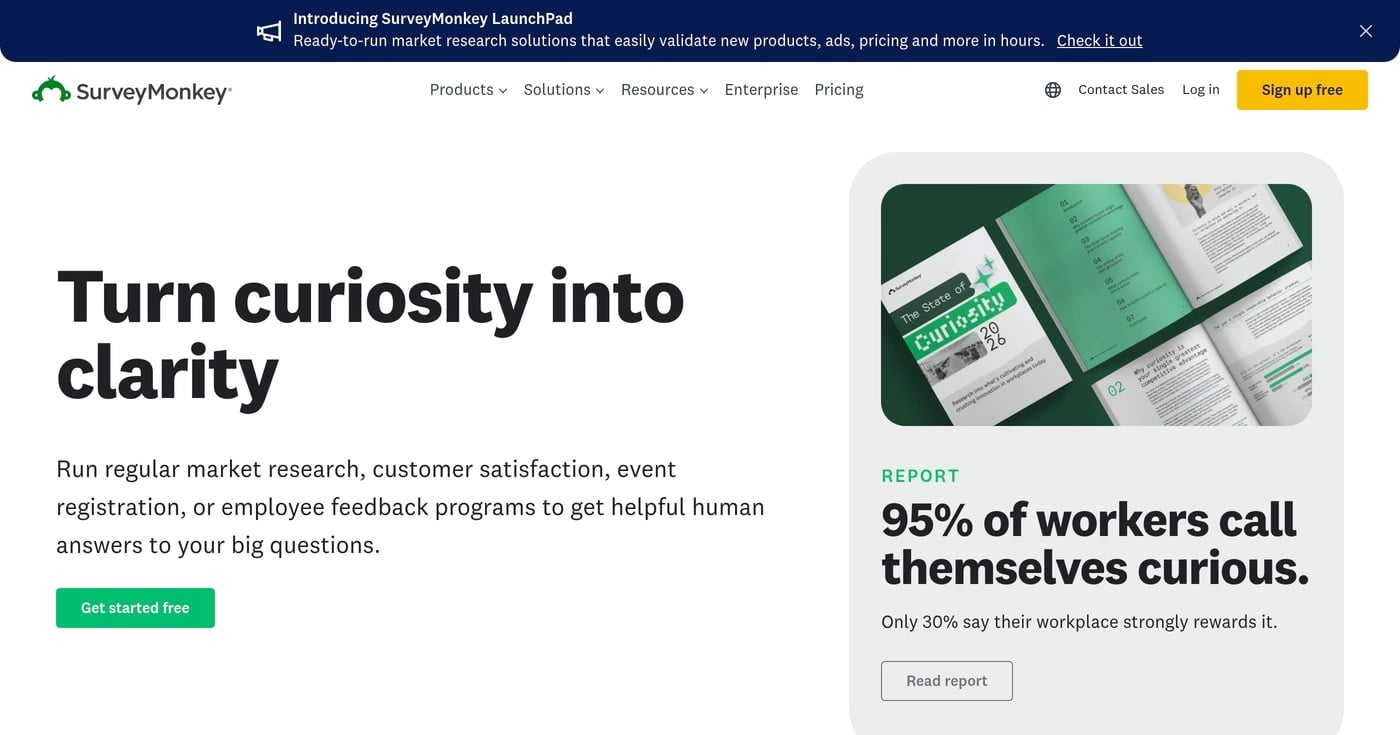 SurveyMonkey survey platform homepage