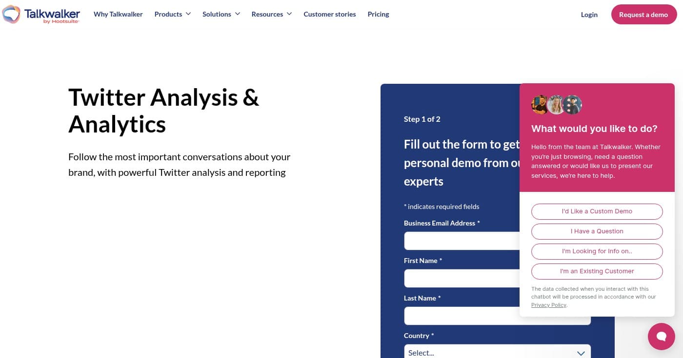 Screenshot of Talkwalker homepage