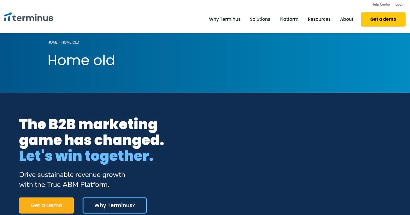 Screenshot of Terminus homepage